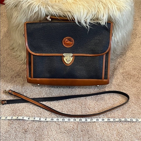 Dooney & Bourke Navy and Tan Pebble Leather Laptop / Briefcase - Picture 16 of 16